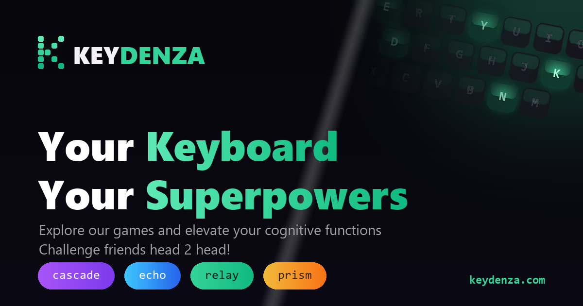 KEYDENZA cognitive typing games including Cascade